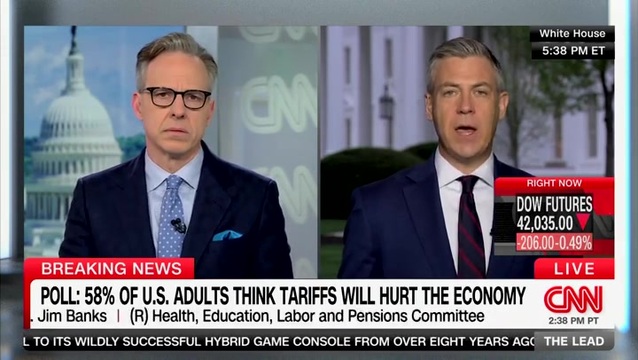 CNN’s Tapper Presses Sen. Banks on His Viral Exchange with Fired HHS Employee: ‘Do You Have Any Evidence that He‘s a Left-Wing Activist?’