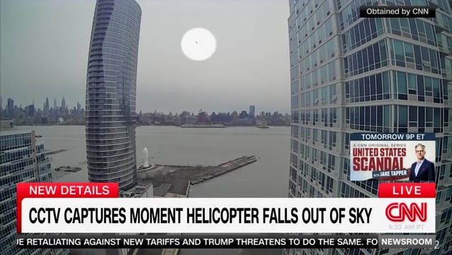 CNN Obtains CCTV Footage Showing the Moment Helicopter Falls out of Sky in NYC