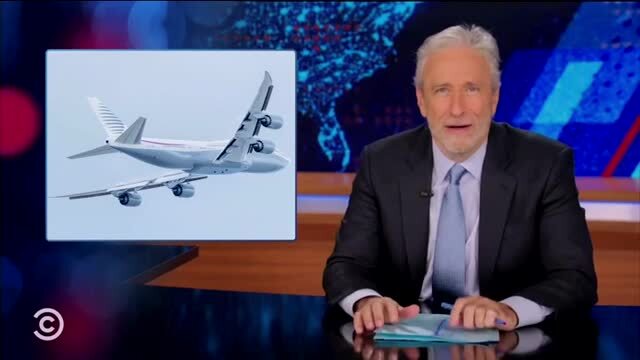 Stewart: ‘Trump’s Going to Take a $400 Million Jet from People He Would Expel from Columbia University’