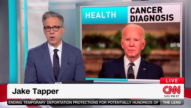 Jake Tapper on Biden’s Cancer Diagnosis: ‘Everybody Here at CNN Is Sending Out Our Thoughts and Prayers and Best Wishes to the Former First Family’